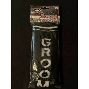 Bachelor Party Socks "Groom” One Size Fits Most Black Crew Length 74341 New